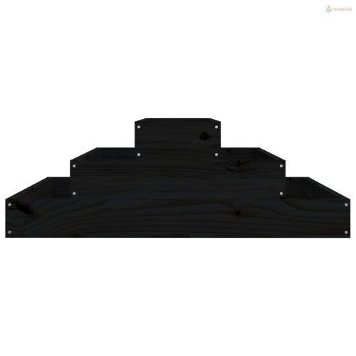 Fekete tömör fenyőfa növénytartó 80x80x27 cm