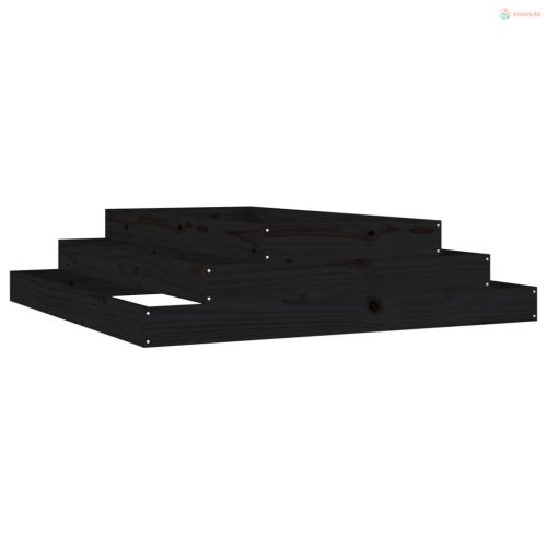 Fekete tömör fenyőfa növénytartó 110x110x27 cm