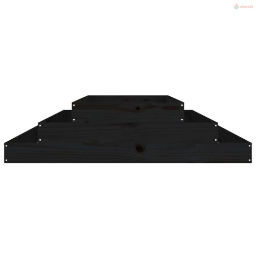 Fekete tömör fenyőfa növénytartó 110x110x27 cm