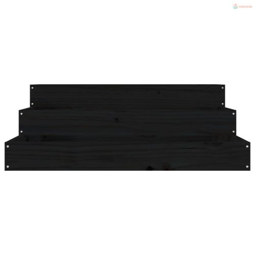 Fekete tömör fenyőfa növénytartó 78x78x27 cm