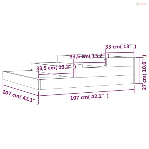 Fehér tömör fenyőfa növénytartó 107x107x27 cm