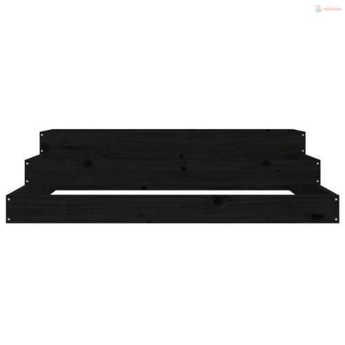 Fekete tömör fenyőfa növénytartó 107x107x27 cm