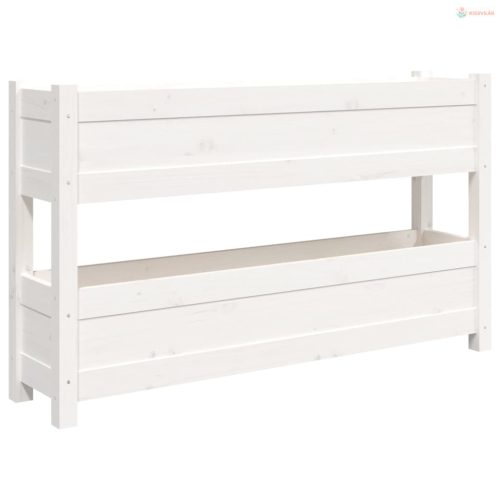 Fehér tömör fenyőfa növénytartó 112x25x66 cm