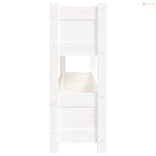 Fehér tömör fenyőfa növénytartó 112x25x66 cm