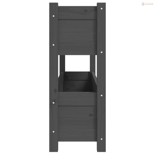 Szürke tömör fenyőfa növénytartó 112x25x66 cm