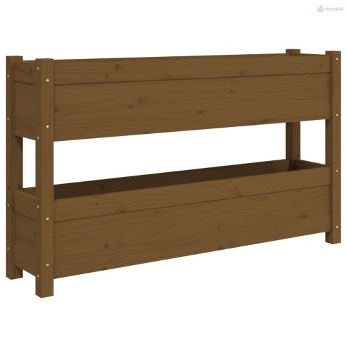 Mézbarna tömör fenyőfa növénytartó 112x25x66 cm