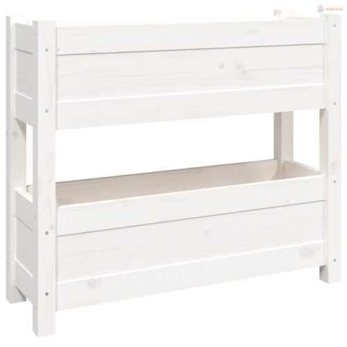 Fehér tömör fenyőfa növénytartó 77x25x66 cm