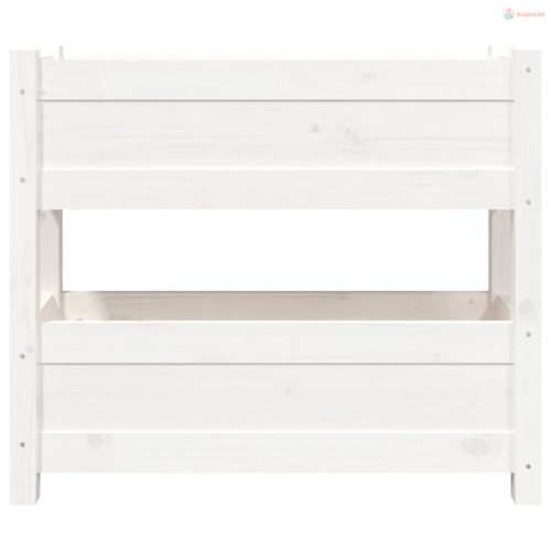 Fehér tömör fenyőfa növénytartó 77x25x66 cm