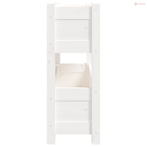 Fehér tömör fenyőfa növénytartó 77x25x66 cm