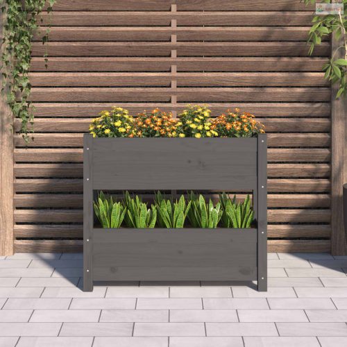 Szürke tömör fenyőfa növénytartó 77 x 25 x 66 cm