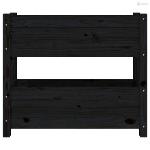 Fekete tömör fenyőfa növénytartó 77x25x66 cm