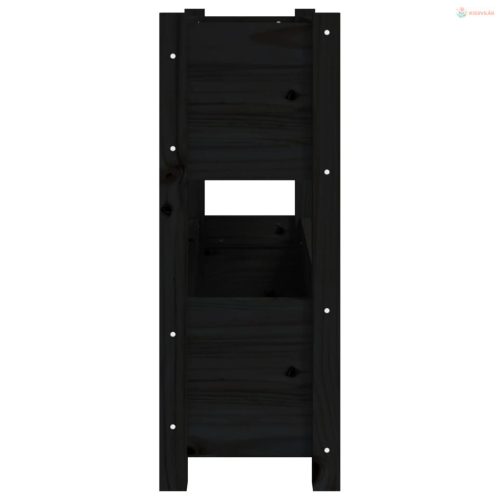 Fekete tömör fenyőfa növénytartó 77x25x66 cm