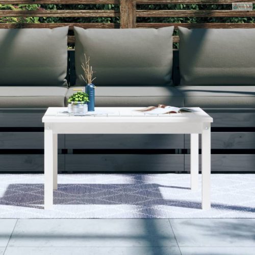 Fehér tömör fenyőfa kerti asztal 82,5x50,5x45 cm