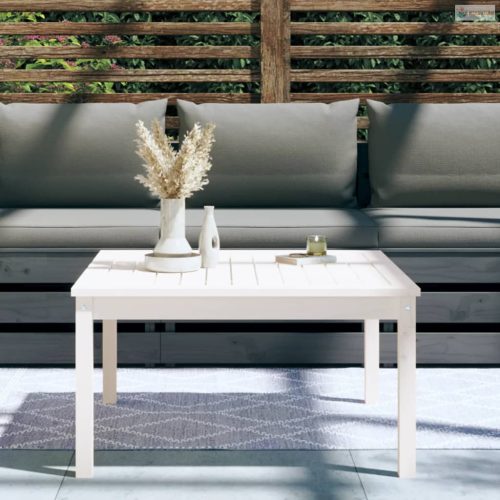 Fehér tömör fenyőfa kerti asztal 82,5x82,5x45 cm