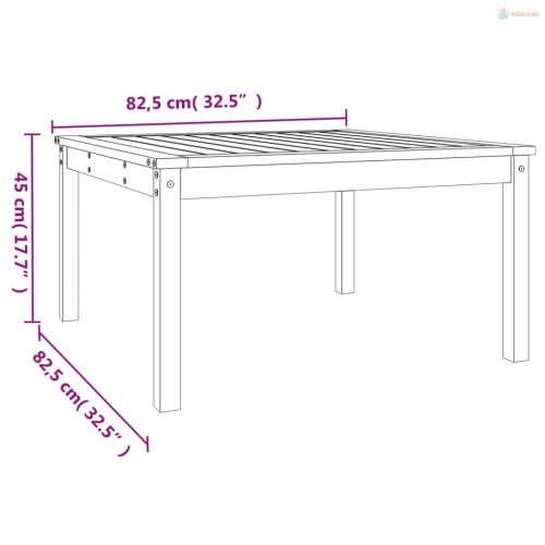 Fekete tömör fenyőfa kerti asztal 82,5 x 82,5 x 45 cm