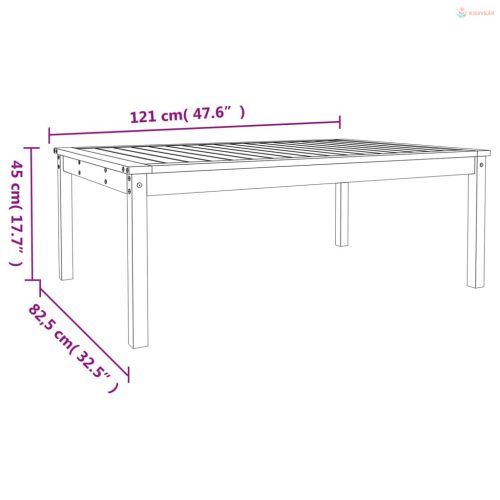 Tömör fenyőfa kerti asztal 121x82,5x45 cm