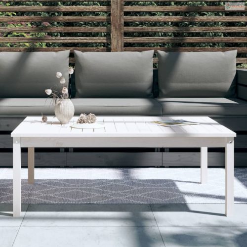 Fehér tömör fenyőfa kerti asztal 121x82,5x45 cm