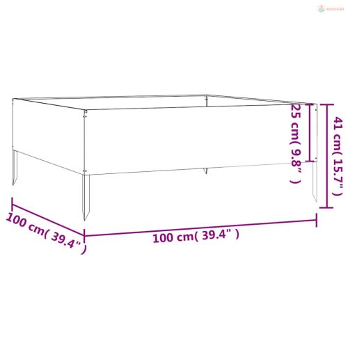 Corten acél kerti magaságyás 100 x 100 x 41 cm