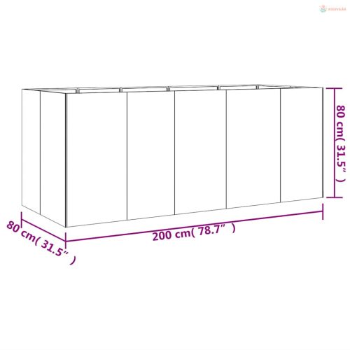 Corten acél kerti magaságyás 200x80x80 cm