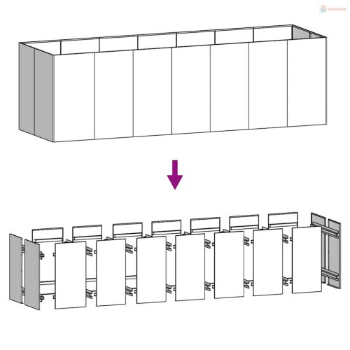 Corten acél kerti magaságyás 280x80x80 cm