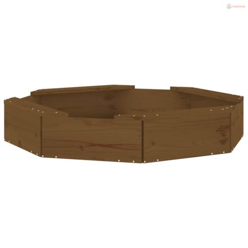 Mézbarna nyolcszög alakú tömör fenyőfa homokozó ülésekkel