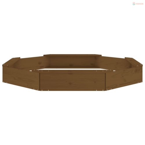 Mézbarna nyolcszög alakú tömör fenyőfa homokozó ülésekkel