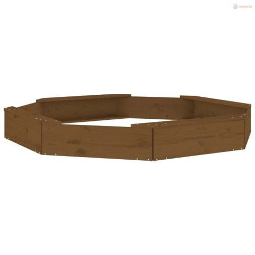 Mézbarna nyolcszög alakú tömör fenyőfa homokozó ülésekkel