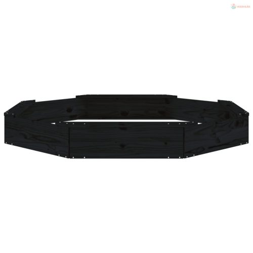 Fekete nyolcszög alakú tömör fenyőfa homokozó ülésekkel