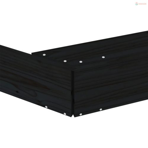 Fekete nyolcszög alakú tömör fenyőfa homokozó ülésekkel