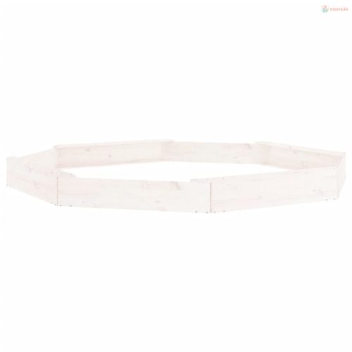 Fehér nyolcszögű tömör fenyőfa homokozó ülésekkel