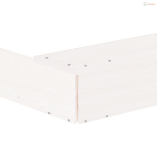 Fehér nyolcszögű tömör fenyőfa homokozó ülésekkel