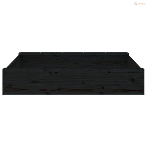 Fekete négyszögű tömör fenyőfa homokozó ülésekkel