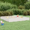 Fehér négyszög alakú tömör fenyőfa homokozó ülésekkel