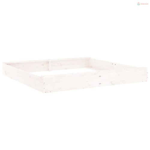 Fehér négyszög alakú tömör fenyőfa homokozó ülésekkel