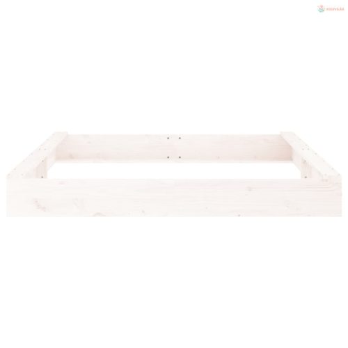 Fehér négyszög alakú tömör fenyőfa homokozó ülésekkel