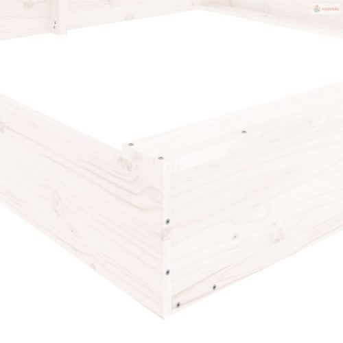 Fehér négyszög alakú tömör fenyőfa homokozó ülésekkel