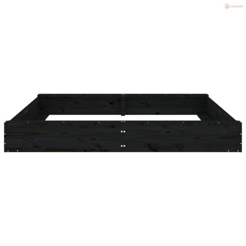 Fekete négyszögű tömör fenyőfa homokozó ülésekkel