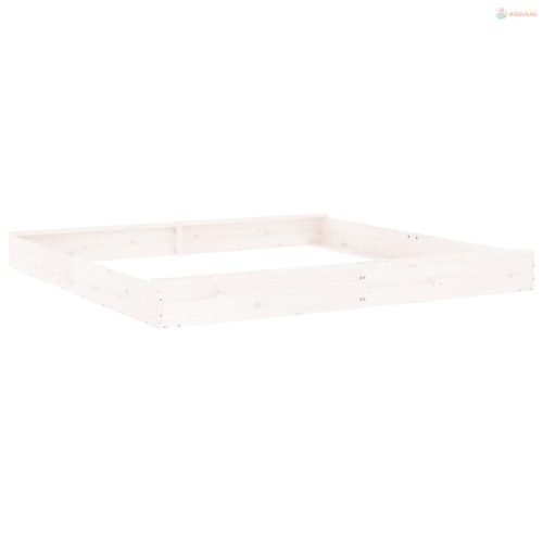 Fehér négyszög alakú tömör fenyőfa homokozó ülésekkel