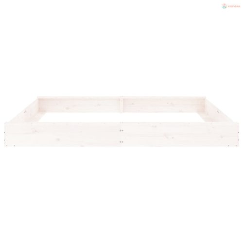 Fehér négyszög alakú tömör fenyőfa homokozó ülésekkel