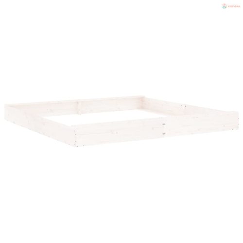 Fehér négyszög alakú tömör fenyőfa homokozó ülésekkel