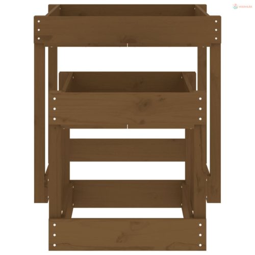 2 db mézbarna tömör fenyőfa homokozó asztal