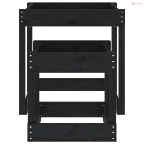 2 db fekete tömör fenyőfa homokozó asztal