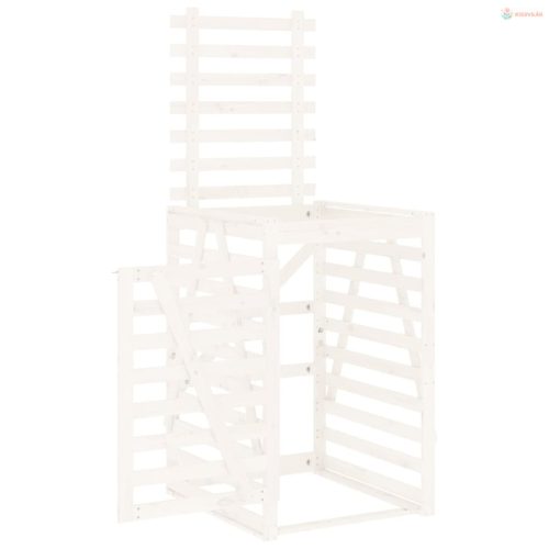 Fehér tömör fenyőfa szemeteskuka tároló 84x90x128,5 cm