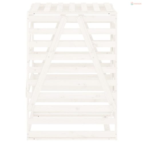 Fehér tömör fenyőfa szemeteskuka tároló 84x90x128,5 cm