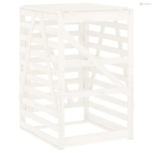 Fehér tömör fenyőfa szemeteskuka tároló 84x90x128,5 cm