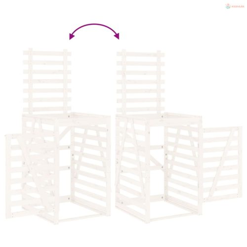 Fehér tömör fenyőfa szemeteskuka tároló 84x90x128,5 cm