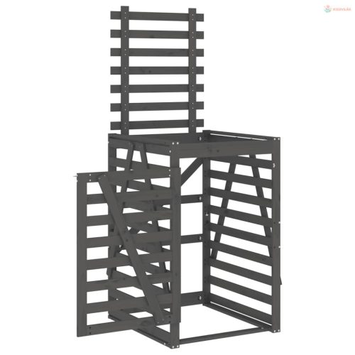 Szürke tömör fenyőfa szemeteskuka tároló 84x90x128,5 cm