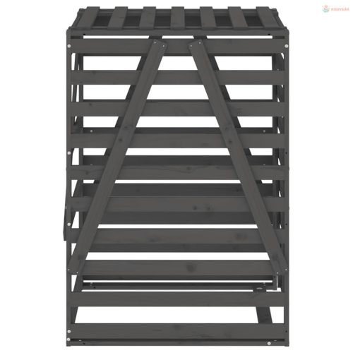 Szürke tömör fenyőfa szemeteskuka tároló 84x90x128,5 cm