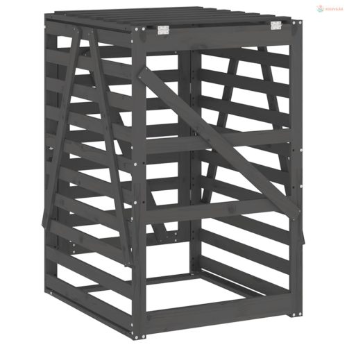 Szürke tömör fenyőfa szemeteskuka tároló 84x90x128,5 cm