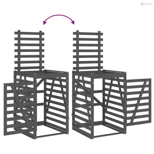 Szürke tömör fenyőfa szemeteskuka tároló 84x90x128,5 cm